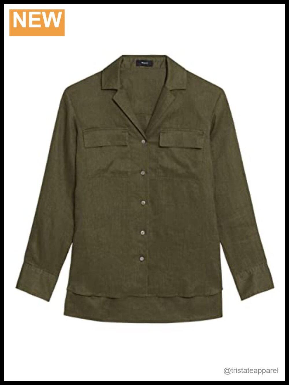 Theory Relaxed Fit Linen Notch Collar Button Down Shirt Long Sleeve